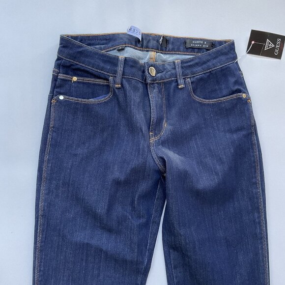 Guess Women’s Curve X Mid Rise Skinny Jeans In Dark Indigo Denim Size 26 - Picture 5 of 12